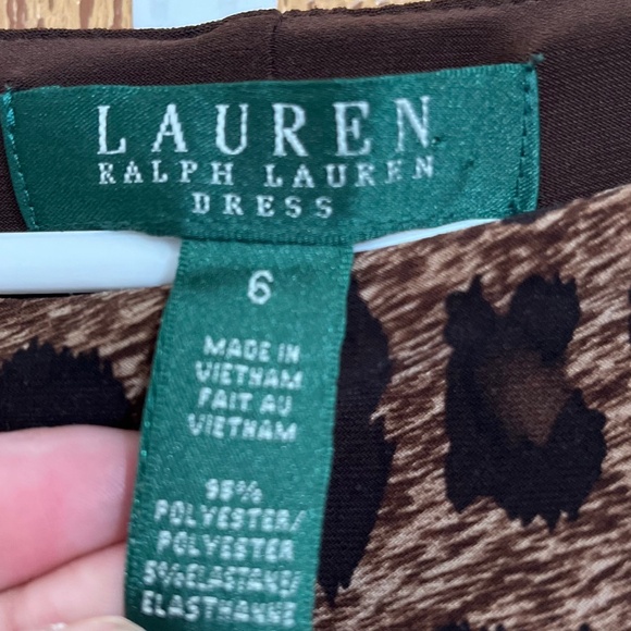 Lauren Ralph Lauren Womens Leopard Print Stretch Side Ruched Cocktail Dress Sz-6 - Picture 5 of 6